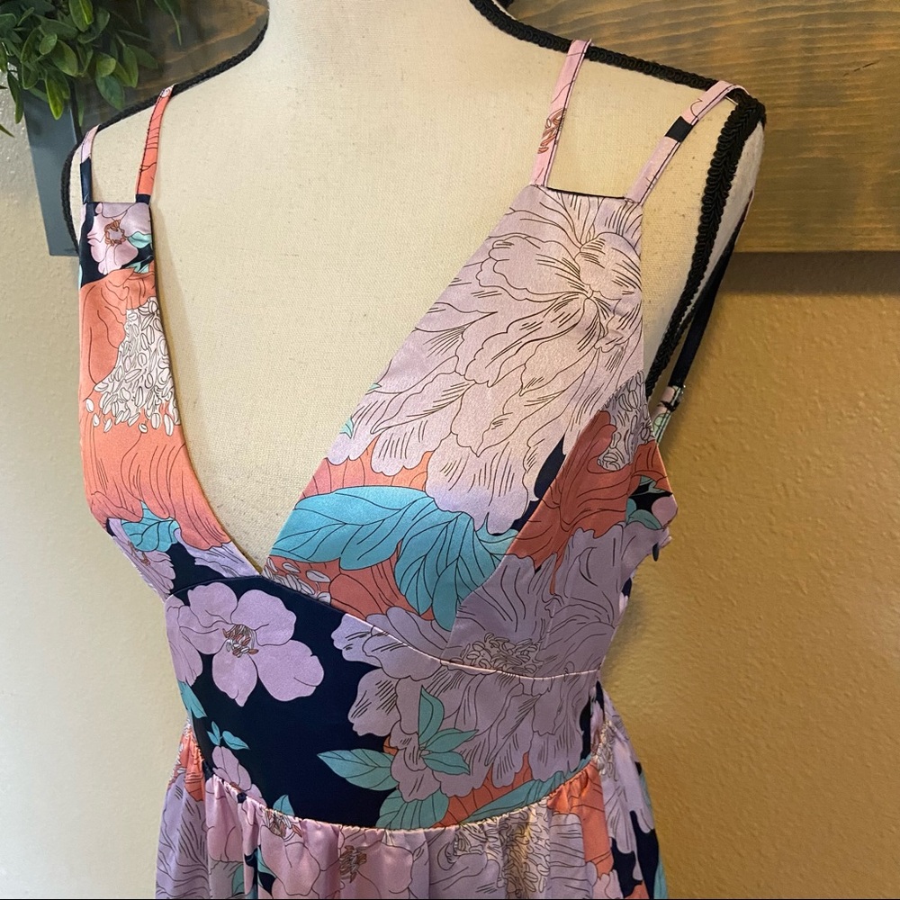 Lulus Dreamy Blooms Navy Blue Multi Floral Print Tiered Maxi Dress - Picture 4 of 15